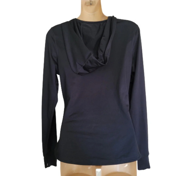 Old Navy Active Black Hooded Running Top with Thumb Cut Outs Size Women's Small - Picture 3 of 9